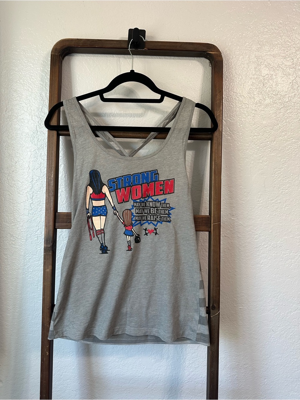 Kavio Gray 'Strong Women' Graphic Tank with Red & Blue Accents